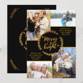 Vrolijk & Helder Fotocollage Zwart Goud Kerstmis Feestdagenkaart (Voorkant / Achterkant)