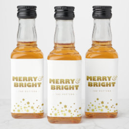 Vrolijk & helder | Fun Christmas White & Gold Mini Likeurfles Etiket