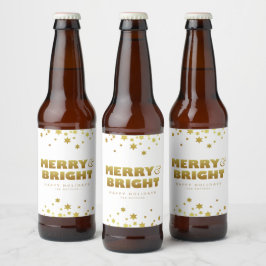 Vrolijk & helder | Fun Christmas Wit & Goud Bier Etiket