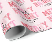 Vrolijk & helder gepersonaliseerd modern roze kers cadeaupapier (Rol Hoek)