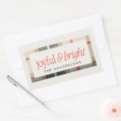 Vrolijk & Helder Gezellig Winter Plaid Vakantie Ca Rechthoekige Sticker (Envelop)