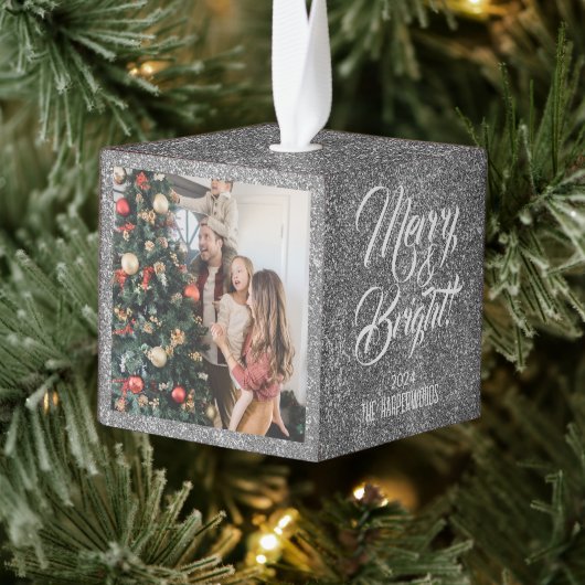Vrolijk & helder | Glitter Kerst 3 Familiefoto Decoratie (Boom)