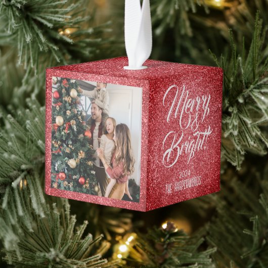 Vrolijk & helder | Glitter Kerst 3 Familiefoto Decoratie (Boom)
