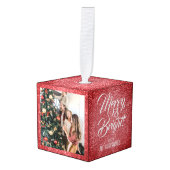 Vrolijk & helder | Glitter Kerst 3 Familiefoto Decoratie (Voorkant hoekig)