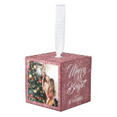 Vrolijk & helder | Glitter Kerst 3 Familiefoto Decoratie (Voorkant hoekig)