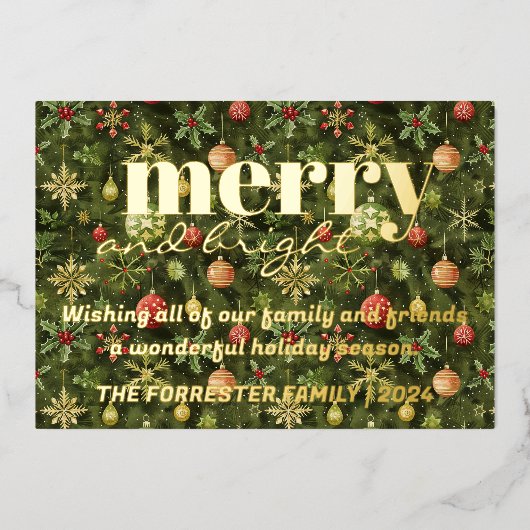 Vrolijk Helder groen Kerstmis Folie Feestdagenkaart (Voorkant)