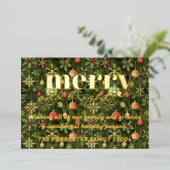 Vrolijk Helder groen Kerstmis Folie Feestdagenkaart (Staand Voorkant)