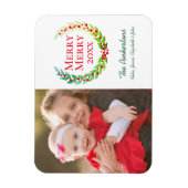 Vrolijk & Helder Groen Laurel Krans Foto Vakantie Magneet (Verticaal)