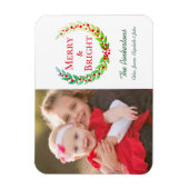 Vrolijk & Helder Groen Laurel Krans Foto Vakantie Magneet (Verticaal)