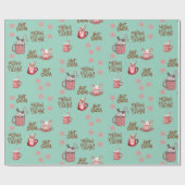 Vrolijk & Helder & hete cacao munt kerstvakantie Cadeaupapier (Vlak)