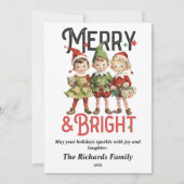 Vrolijk & Helder Kerst Elfen Kaart (Voorkant)