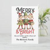 Vrolijk & Helder Kerst Elfen Kaart (Staand voorkant)