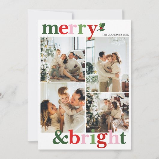 Vrolijk & Helder Kerst Leuk Familie Feestdagenkaart (Voorkant)
