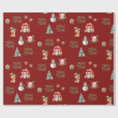 Vrolijk & Helder Kerst rode kerstvakantie Cadeaupapier (Vlak)