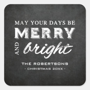 Vrolijk & helder - Kerst Rustiek krijtbord Vierkante Sticker