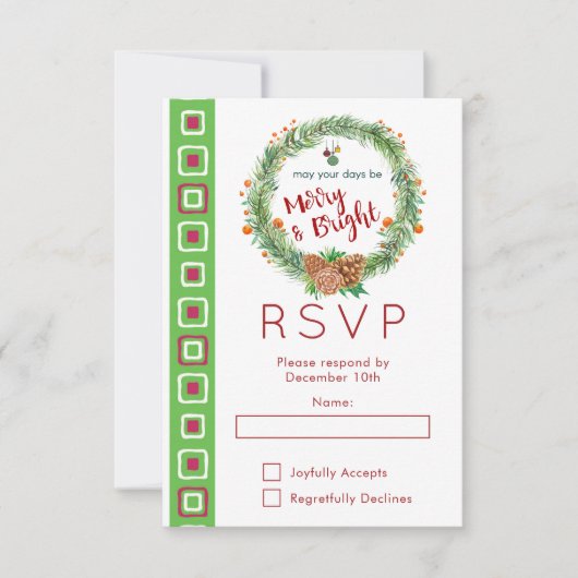 Vrolijk & Helder Kerstkransfeest RSVP Kaartje (Voorkant)