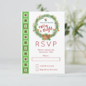 Vrolijk & Helder Kerstkransfeest RSVP Kaartje (Staand voorkant)