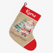 Vrolijk & Helder Kerstman Rode Kerst Grote Kerstsok (Voorkant (Hangend))