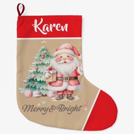 Vrolijk & Helder Kerstman Rode Kerst Grote Kerstsok (Voorkant)