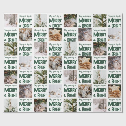 🎄 Vrolijk & Helder Kerstmis Cadeaupapier (Vlak)