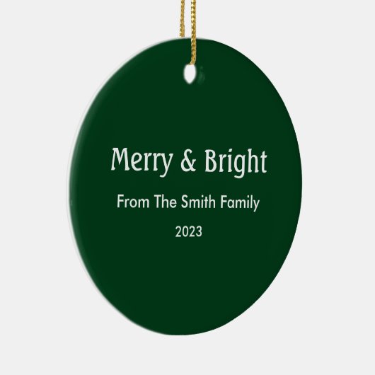 Vrolijk & Helder Kerstmis Custom Name Hunter Groen Keramisch Ornament (Rechts)