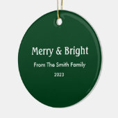 Vrolijk & Helder Kerstmis Custom Name Hunter Groen Keramisch Ornament (Links)