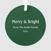 Vrolijk & Helder Kerstmis Custom Name Hunter Groen Ornament (achterkant)