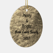 Vrolijk & Helder Kerstmis Goud Gouden Sepia Gift Keramisch Ornament (Rechts)