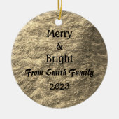 Vrolijk & Helder Kerstmis Goud Gouden Sepia Gift Keramisch Ornament (Voorkant)