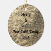 Vrolijk & Helder Kerstmis Goud Gouden Sepia Gift Keramisch Ornament (Links)