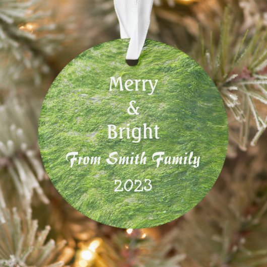 Vrolijk & Helder Kerstmis Groen Custom Name Gift Ornament (Boom)