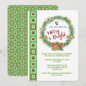 Vrolijk & Helder Kerstmis krans Feest Uitnodigen Kaart (Voorkant / Achterkant)