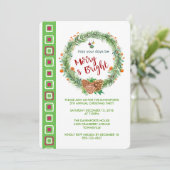 Vrolijk & Helder Kerstmis krans Feest Uitnodigen Kaart (Staand voorkant)