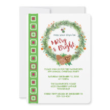 Vrolijk & Helder Kerstmis krans Feest Uitnodigen