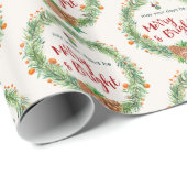 Vrolijk & Helder Kerstmis Krans Patroon Cadeaupapier (Rol Hoek)