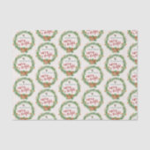 Vrolijk & Helder Kerstmis Krans Patroon Tissuepapier (Voorkant)