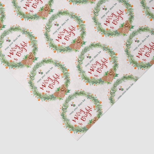 Vrolijk & Helder Kerstmis Krans Patroon Tissuepapier (Detail)