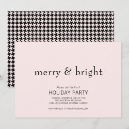 Vrolijk & Helder Kerstmis Roze & Zwart Vakantie Kaart