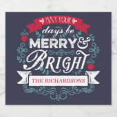 Vrolijk & Helder Kerstmis Typografie Custom Banner Bier Etiket (Enkel label)