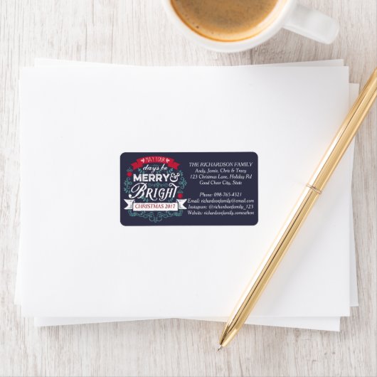 Vrolijk & Helder Kerstmis Typografie Custom Banner Etiket (Insitu)