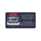 Vrolijk & Helder Kerstmis Typografie Custom Banner Etiket (Voorkant)