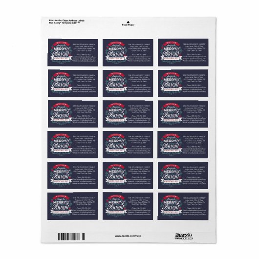 Vrolijk & Helder Kerstmis Typografie Custom Banner Etiket (Full Sheet)