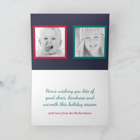 Vrolijk & Helder Kerstmis Typografie Custom Banner Feestdagen Kaart (Binnen)