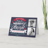 Vrolijk & Helder Kerstmis Typografie Custom Banner Feestdagen Kaart (Voorkant)