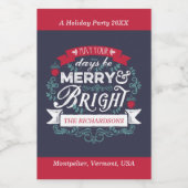 Vrolijk & Helder Kerstmis Typografie Custom Banner Voedselcontainer Etiket (Enkel label)