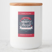 Vrolijk & Helder Kerstmis Typografie Custom Banner Voedselcontainer Etiket (Voorkant)