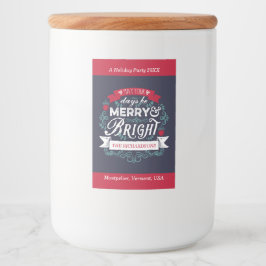 Vrolijk & Helder Kerstmis Typografie Custom Banner Voedselcontainer Etiket