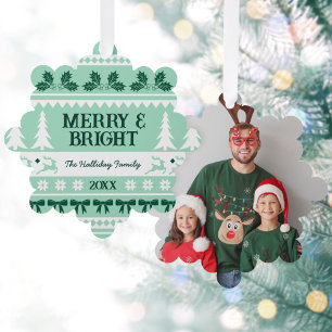 Vrolijk & Helder Kersttrui Familie Foto Ornament Kaart