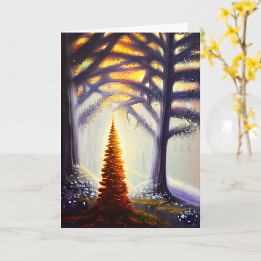 Vrolijk & helder | Kleine verlichte kerstboom Kaart (Gele Bloem)