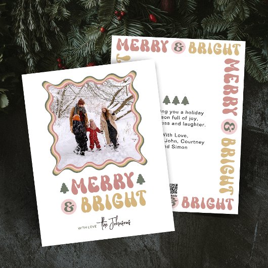 Vrolijk & Helder Kleurrijk 80s Retro Foto Kerstmis Feestdagenkaart